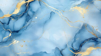 Poster - Abstract blue and gold marble texture background.