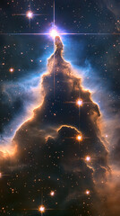 Aufkleber - Cosmic nebula image, glowing gas and dust clouds, bright stars, deep space, celestial phenomenon, representing vastness, mystery, and creation