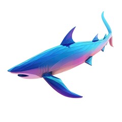 Poster - vibrant, geometric shark design against a plain background.
