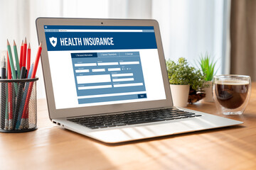 Poster - health insurance web site modish registration system for easy form filling