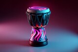 A minimalist glowing African drum with vibrant swirling patterns, isolated on a diffrent collers background, symbolizing rhythm and festival energy.