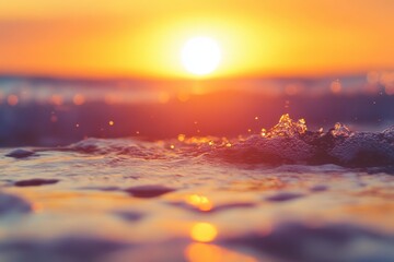 Poster - Capturing the vibrant sunset over the ocean with a smartphone closeup, Capturing Sunset on Smartphone close-up