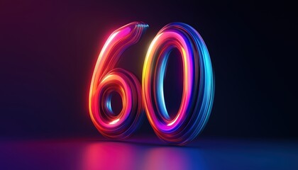 Poster - Celebrating 60 Years: Birthday Logo With Blurred Light Effect On Dark Background For Anniversary Element. Invitation To A Milestone Celebration.