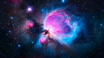 Wall Mural - a cosmic nebula's embrace - a swirling nebula of pink and blue gas, symbolizing creation, mystery, w