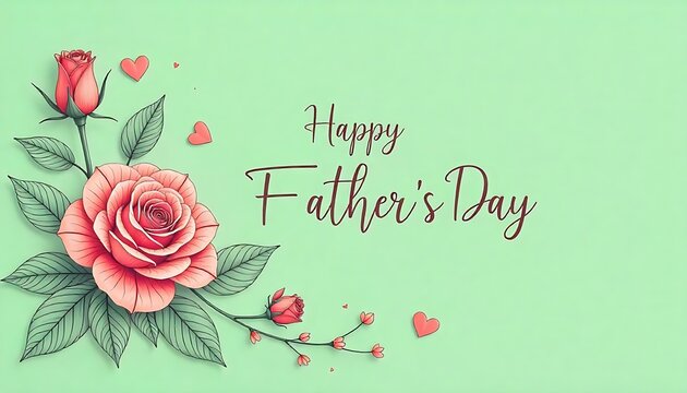 Happy Father's Day Holiday card, poster or banner template with yellow tie on Green background. Greetings and presents for Father's Day created with generative ai.