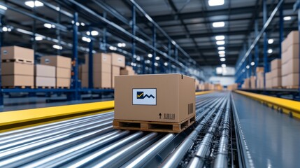 Poster - Automated Package Tracking System Smart Conveyors - Efficient warehouse logistics, automated package sorting, smart conveyor systems, real-time tracking, streamlined distribution