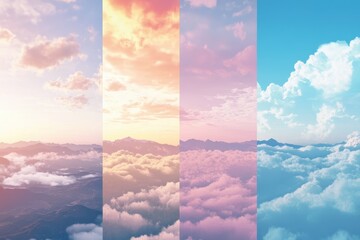Poster - Expansive timelapse of clouds showcasing diverse weather patterns over mountains, clouds weather multi screen timelapse
