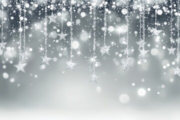 Poster - Glittering particles fall softly against a gray backdrop creating a magical winter wonderland feel, Glittering Particles Gray