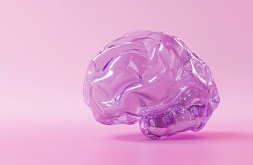Poster - A translucent, pinkish-purple brain, set against a soft pink backdrop.  The brain's folds and textures are clearly visible, with a smooth, almost glassy appearance