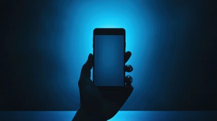 Smartphone in hand, illuminated