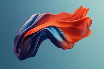 Poster - High end cloth simulation showcasing flowing fabric with vibrant colors in dynamic motion, High end cloth simulation Flowing fabric Logo or text background CGI