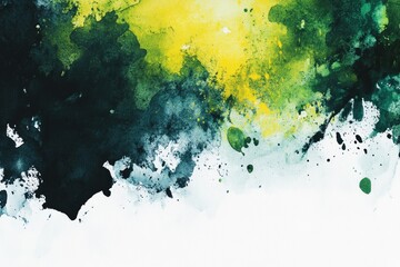 Poster - Green and Yellow Watercolor Abstract - Symbolizing nature, energy, growth, creativity, and freedom