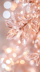 Aufkleber - Close-up of delicate, translucent crystal ornament, showcasing elegant leaf shapes against a soft, bokeh background, suggesting sophistication and refinement