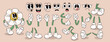 © Mental Health - Groovy comic character. Set of retro hands, feet and faces expressing different emotions. Cute vintage design elements in 70s style. Doodle vector illustration collection isolated on background