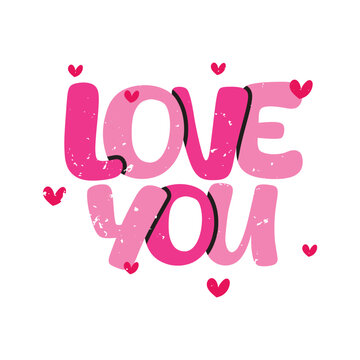 Love You Lettering Vector Design.