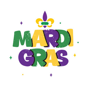 Mardi Gras Lettering Vector Design.