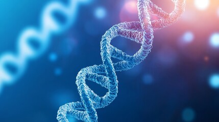Poster - Telomerase Extending Telomeres: Stem Cell Research - Microscopic view of DNA, symbolizing genetics, cellular regeneration, longevity, life extension, and scientific breakthrough