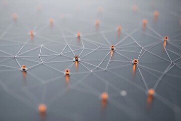Poster - Exploring connections within a network of icons on a gray background highlighting interactivity and relationships, network of connections with icons on gray background