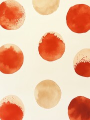 Poster - Watercolor Cream And Burnt Orange Yarn Balls - Abstract watercolor painting, featuring circles in cream and burnt orange hues. Symbolizing creativity, warmth, autumn, energy, and simplicity