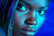 © R - Commercial commercial conceptual art. Gorgeous calm black girl - for ads, billboard and internet marketing use. Long coiffure - straight hair. Black elegance concept. Black female model.