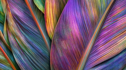 Poster - Vivid and colorful canna lily leaves create an abstract pattern
