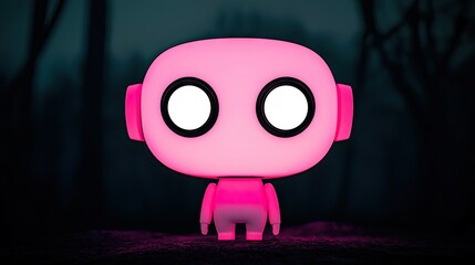 Poster - A brightly illuminated pink figure stands in a dark background