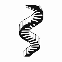 Poster - Spiral staircase steps stairs architecture design interior black white curve climb railing home decor