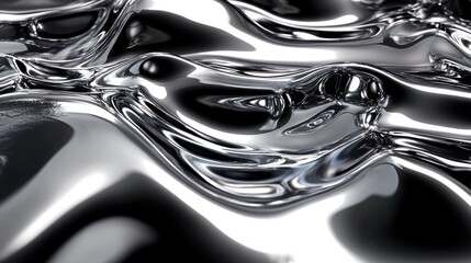Poster - Shiny reflective liquid surface undulates with captivating abstract movement