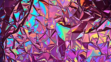 Poster - Brilliant iridescent foil reflects vibrant hues in an abstract composition of light and color