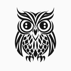 Poster - Owl vector illustration black and white drawing animal bird graphic design wildlife nature tribal tattoo art silhouette