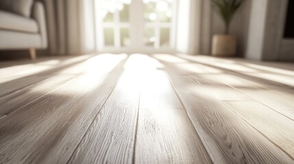 Poster - Light streams into the room illuminating the wooden floor