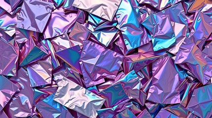 Poster - Colorful metallic texture showcases shimmering holographic foil in a visual feast of light and reflection