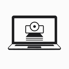 Poster - Laptop webcam video conference online meeting communication technology device computer icon design silhouette