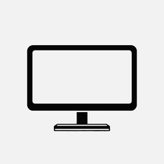 Poster - Monitor display screen computer technology device electronic blank white black vector icon graphic silhouette