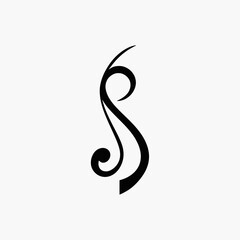 Poster - Abstract swirl design black and white elegant curve art decorative shape graphic element modern simple logo silhouette