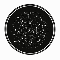 Poster - Constellation stars astronomy astrology galaxy space universe cosmos celestial night sky pattern design silhouette