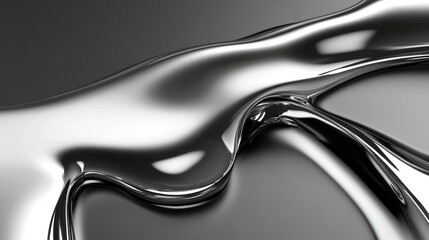 Poster - Abstract close up of flowing liquid chrome like material