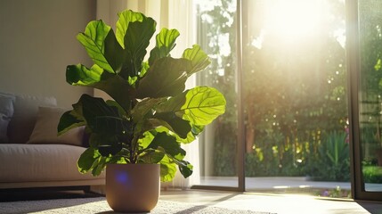 Poster - Fiddle leaf fig graces a bright modern living space