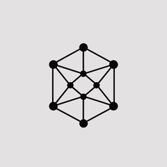 Poster - Geometric shape abstract design connection network cube structure lines dots technology concept art modern silhouette