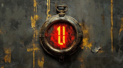Poster - Steampunk pocket watch displaying the number eleven in red