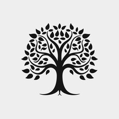 Poster - Tree silhouette vector illustration nature forest design plant graphic art symbol icon element logo tree