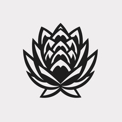 Poster - Black flower lotus vector illustration floral design element graphic art symbol isolated pattern blossom bloom silhouette