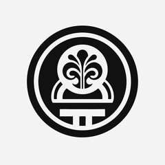 Poster - Abstract circle design vector art illustration graphic element decorative symbol black and white logo icon silhouette