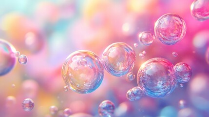 Poster - Abstract colorful bubbles float in a vibrant light filled space
