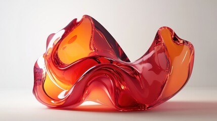 Aufkleber - Abstract red and orange glass art piece on white surface