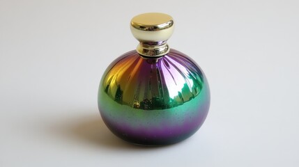 Poster - Iridescent sphere shaped bottle with a golden spherical cap