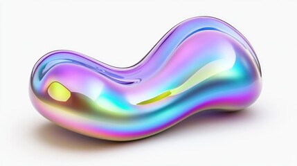 Poster - Abstract iridescent object with fluid shape shines brilliantly