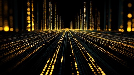 Poster - A Futuristic Abstract Scene Featuring Glowing Golden Light Trails