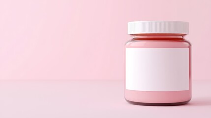 Poster - Pink cream in glass jar with white label and lid