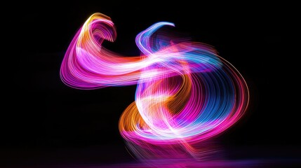 Poster - Colorful Light Trails Dancing Across A Dark Black Background